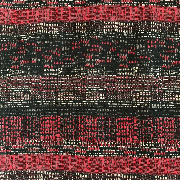 Vintage Art Deco Pull-On Midi Knit Pencil Skirt Geometric Red + Black Sz OS - Picture 2 of 6